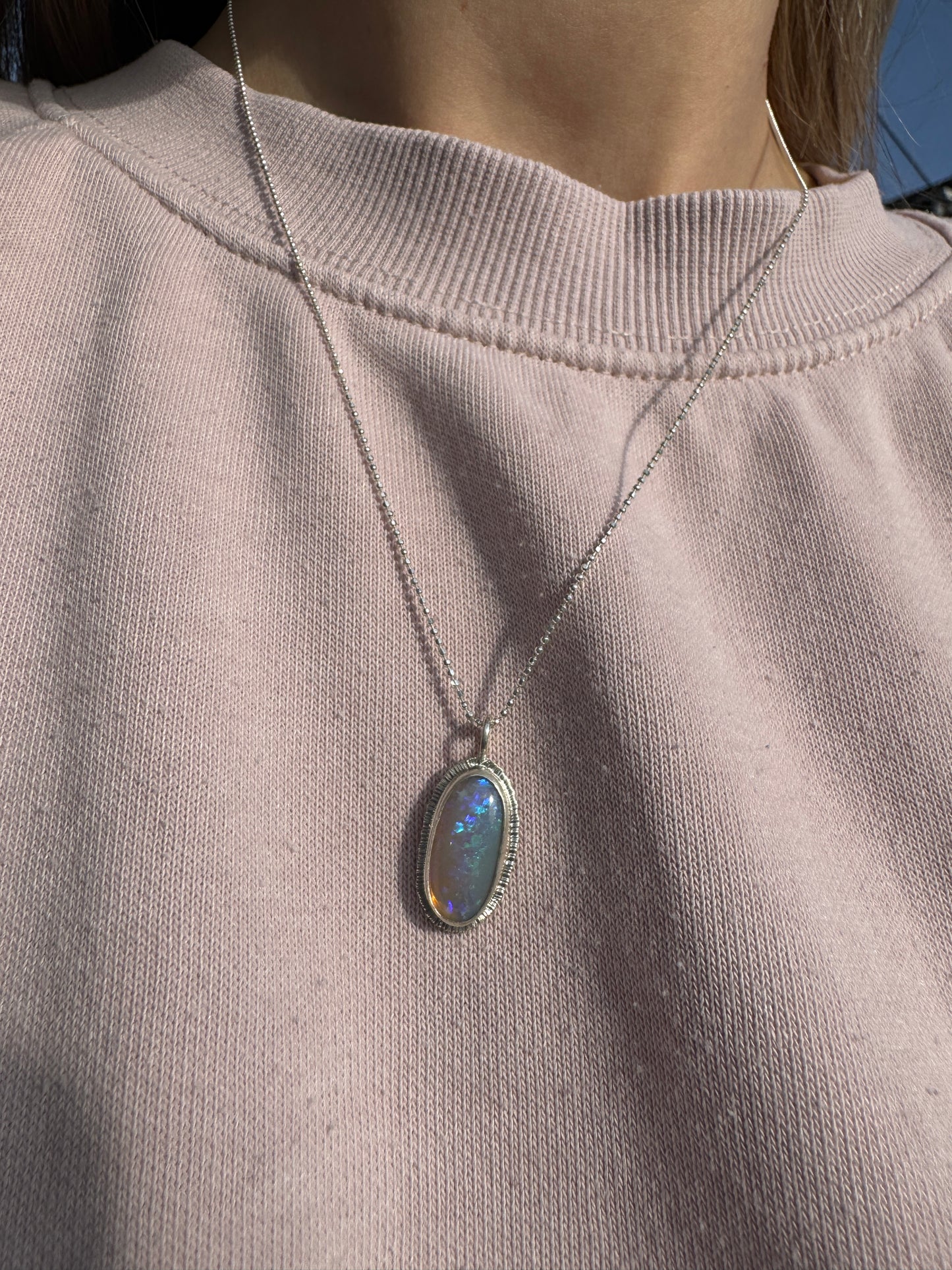 Australian Crystal Opal teardrop pendant