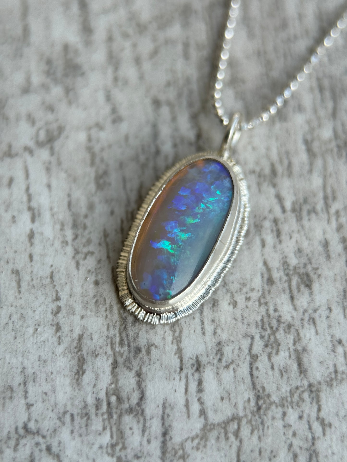Australian Crystal Opal teardrop pendant