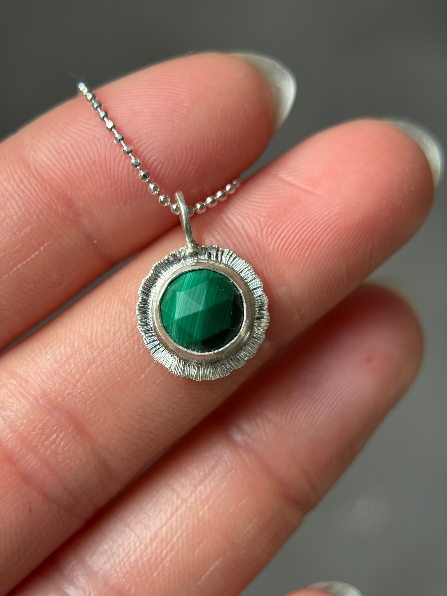Rose cut Malachite pendant