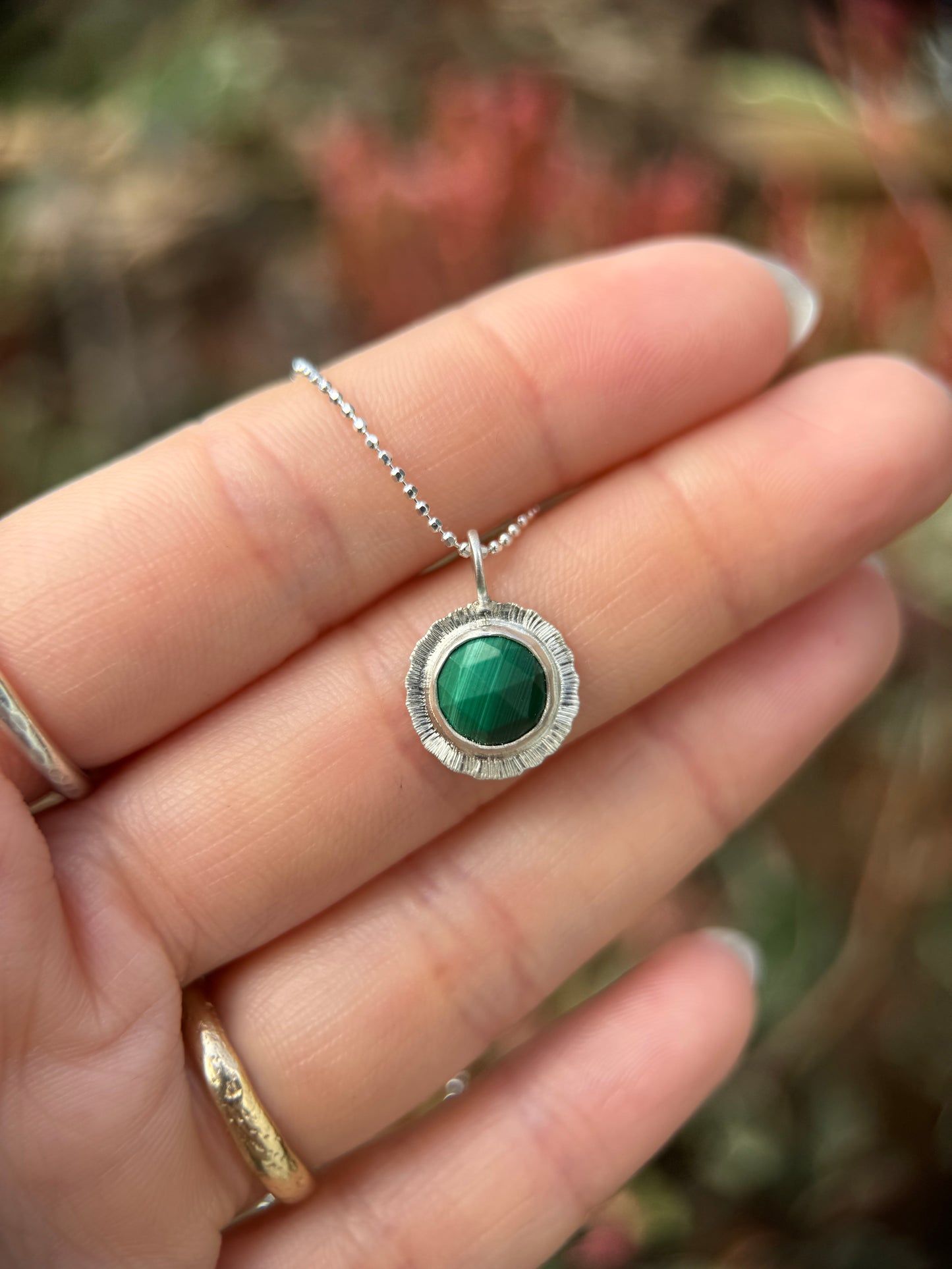 Rose cut Malachite pendant