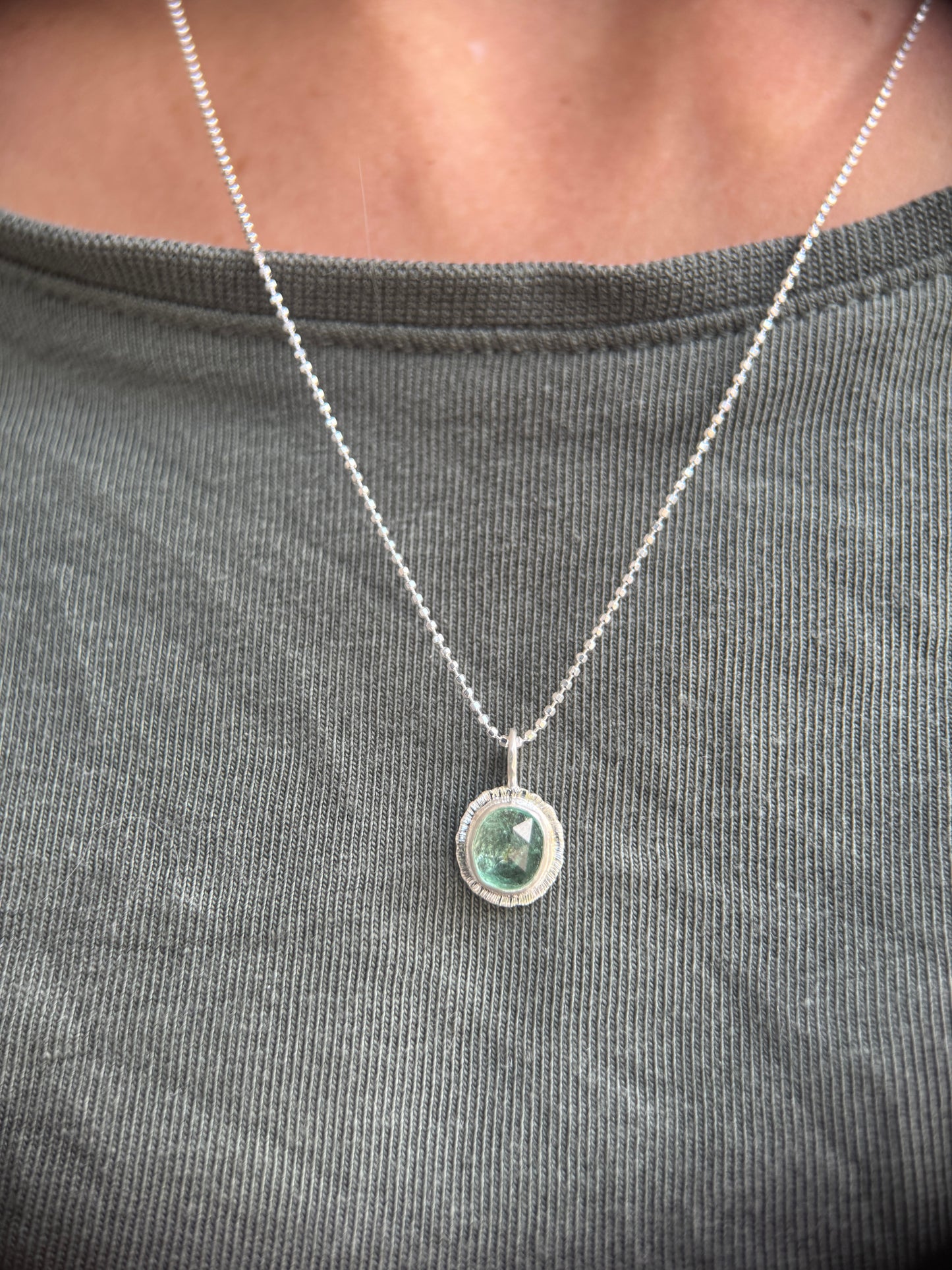Rose cut Panjshir Emerald pendant