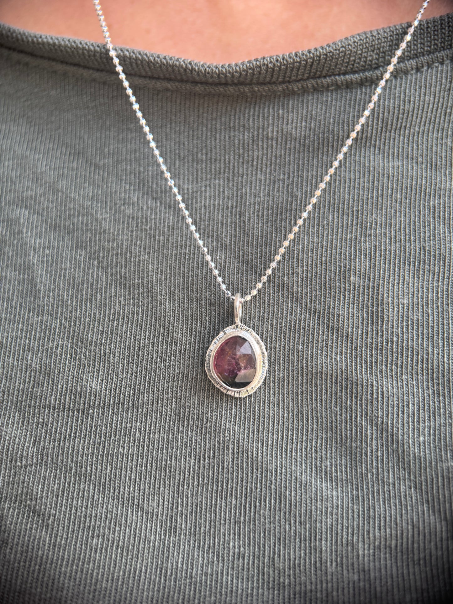 Rose cut bicolour Tourmaline pendant