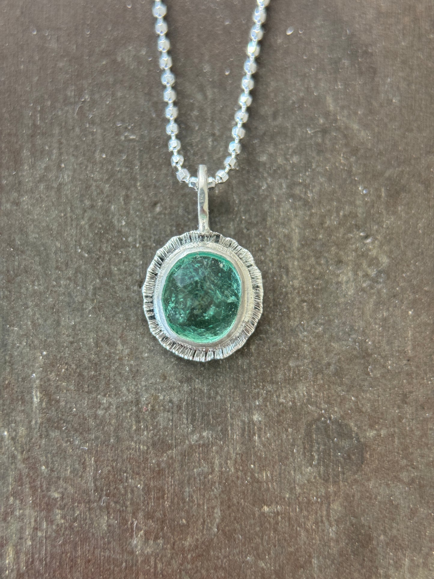 Rose cut Panjshir Emerald pendant