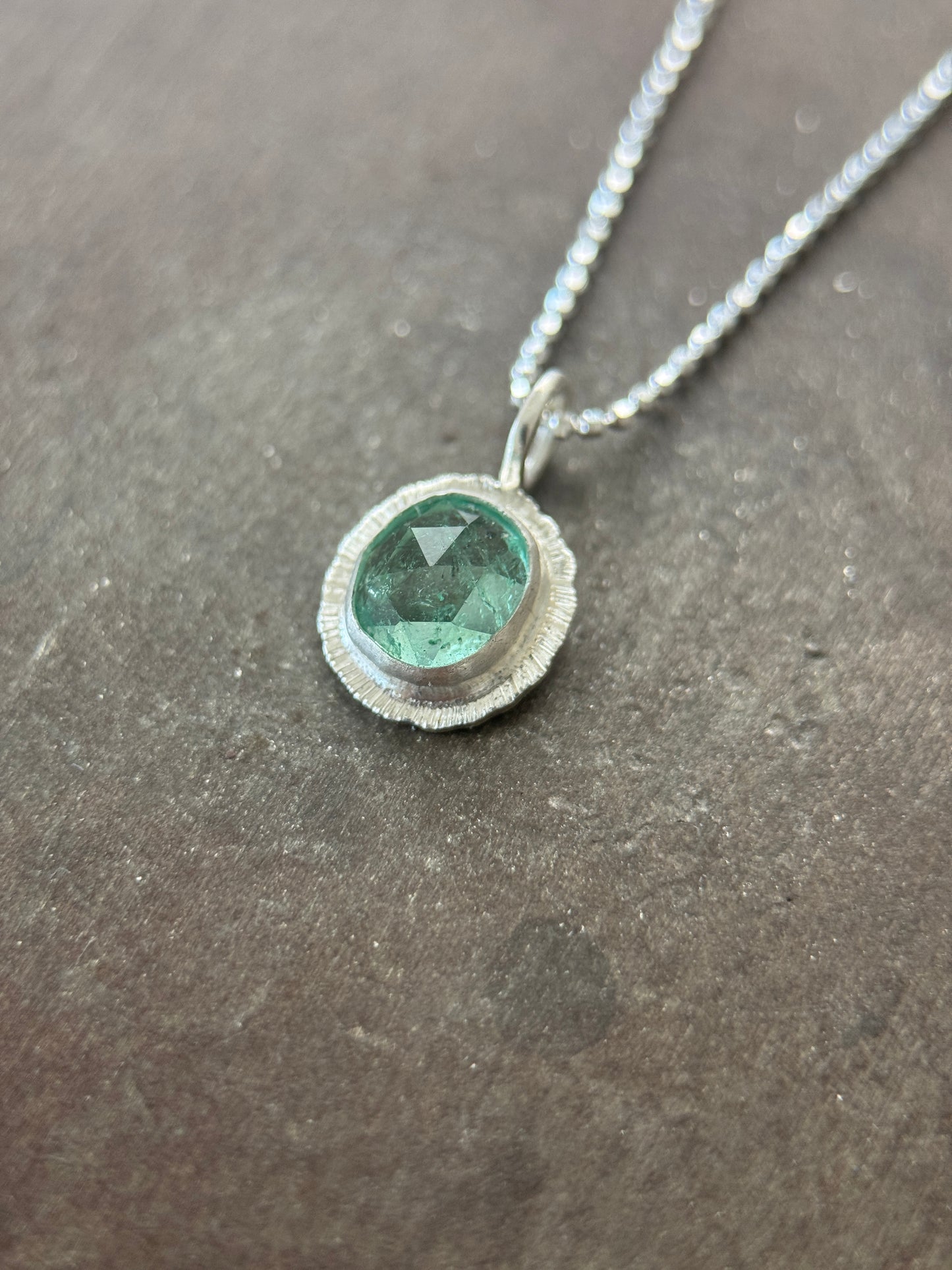 Rose cut Panjshir Emerald pendant