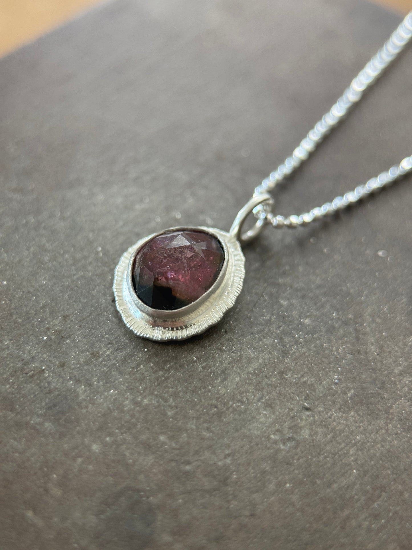 Rose cut bicolour Tourmaline pendant