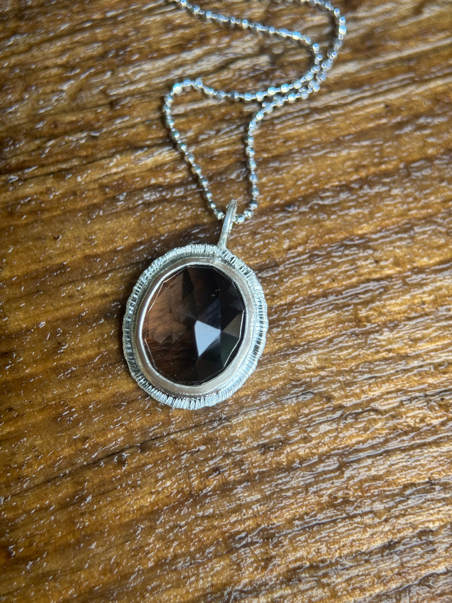 Rose cut Smoky Quartz pendant