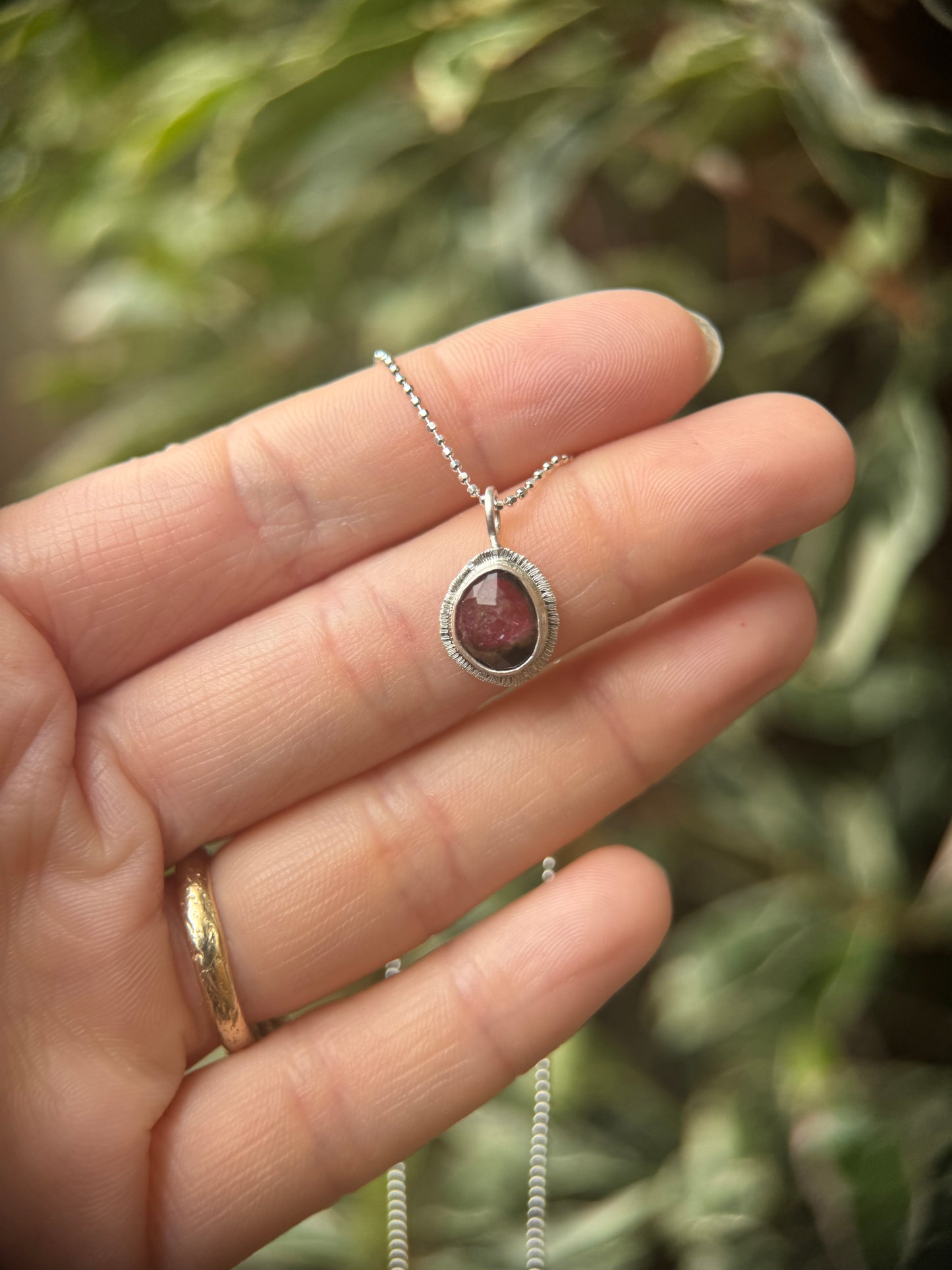 Rose cut bicolour Tourmaline pendant