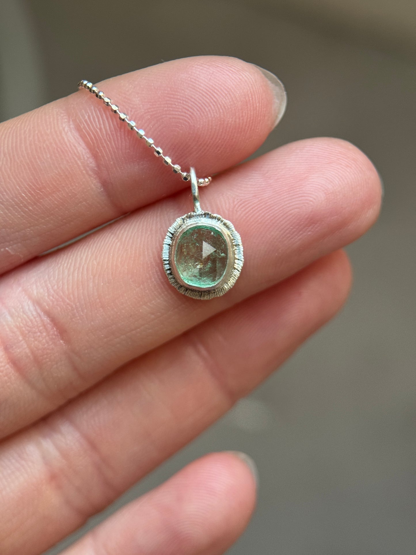 Rose cut Panjshir Emerald pendant
