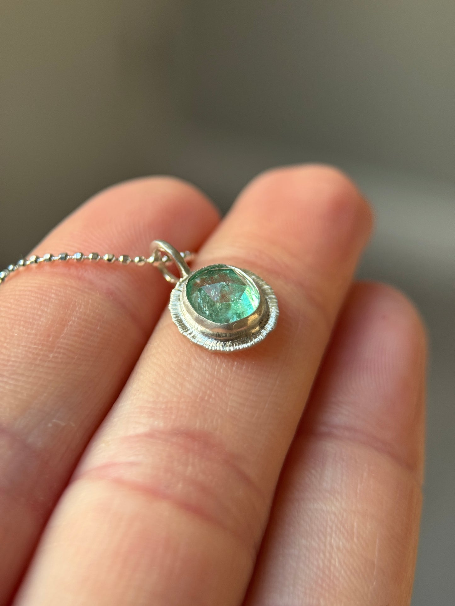 Rose cut Panjshir Emerald pendant