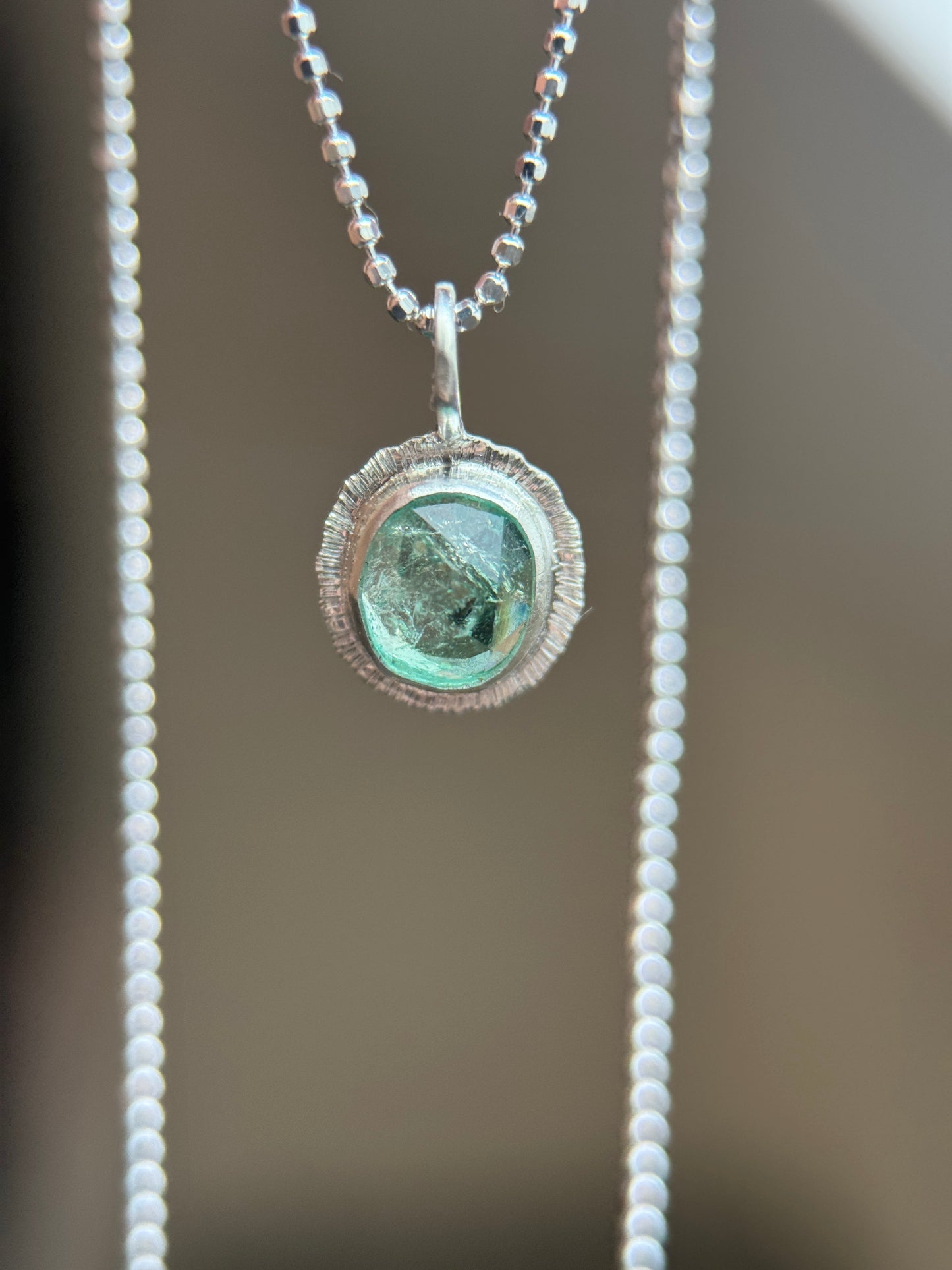 Rose cut Panjshir Emerald pendant