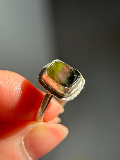 Rose cut tricolour Tourmaline ring