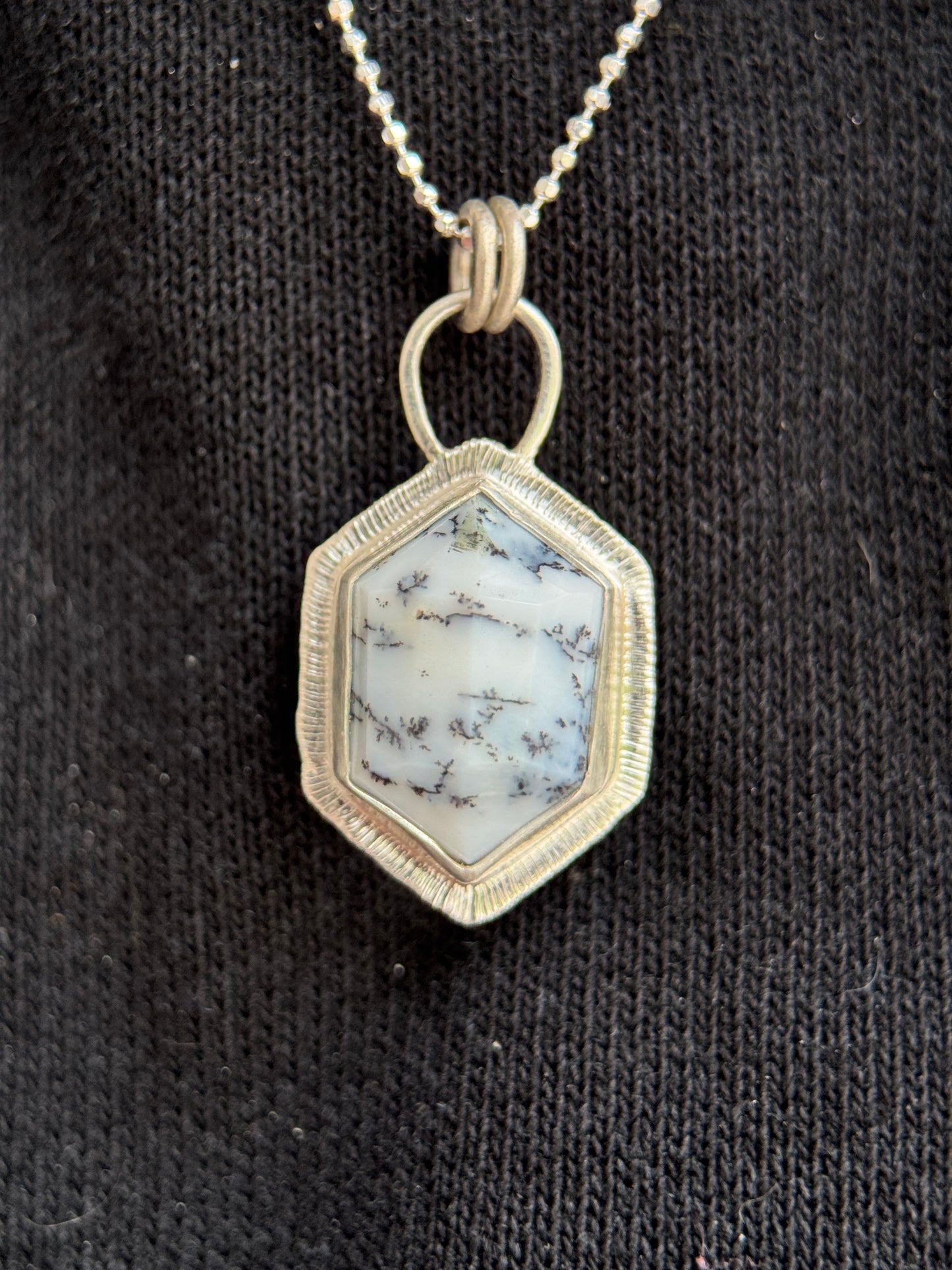 Step cut Dendritic Opal pendant
