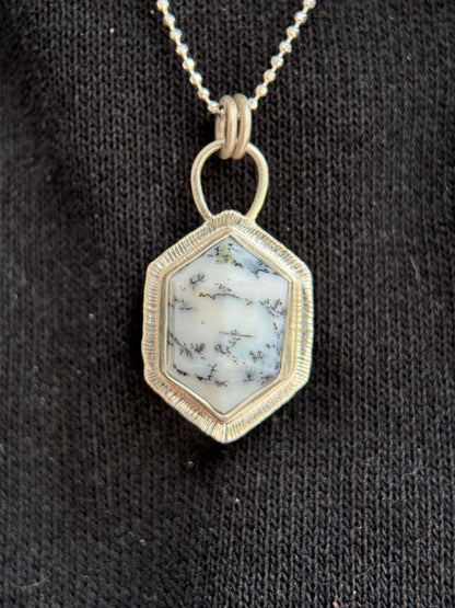 Step cut Dendritic Opal pendant
