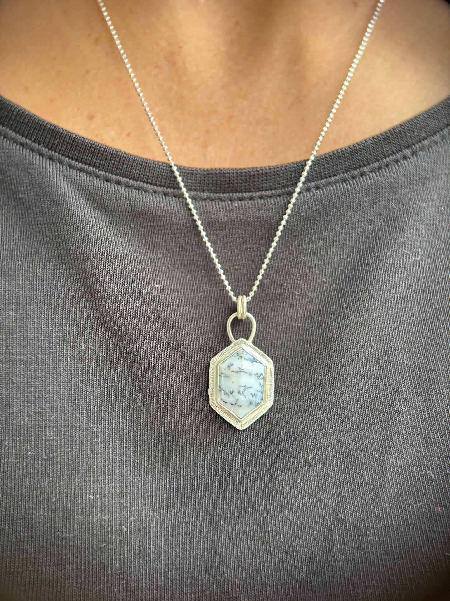 Step cut Dendritic Opal pendant