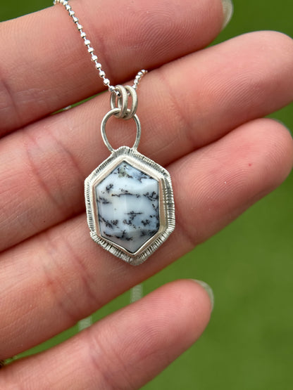 Step cut Dendritic Opal pendant