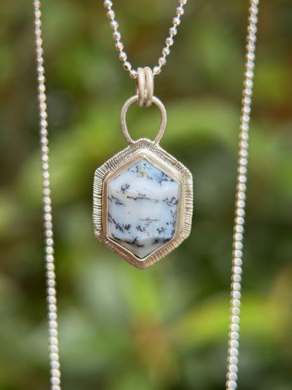 Step cut Dendritic Opal pendant