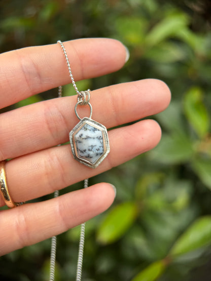 Step cut Dendritic Opal pendant