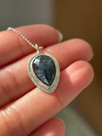 Rose cut Teal Moss Kyanite pendant