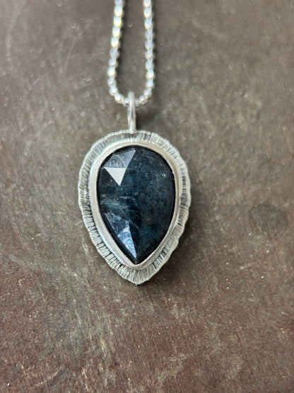 Rose cut Teal Moss Kyanite pendant