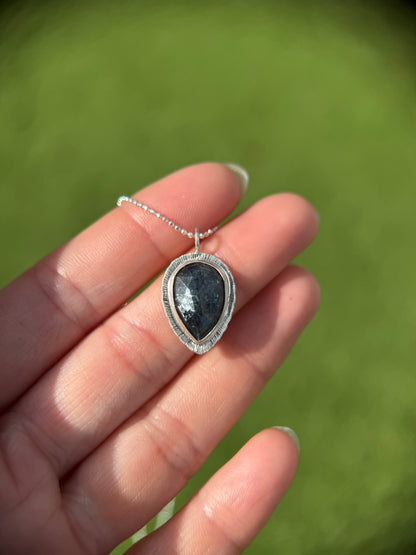 Rose cut Teal Moss Kyanite pendant