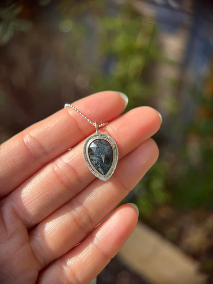 Rose cut Teal Moss Kyanite pendant