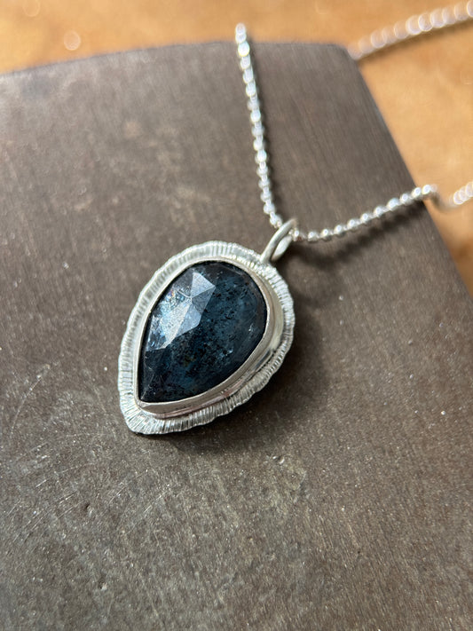 Rose cut Teal Moss Kyanite pendant
