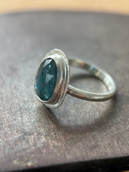 Rose cut neon Kyanite ring