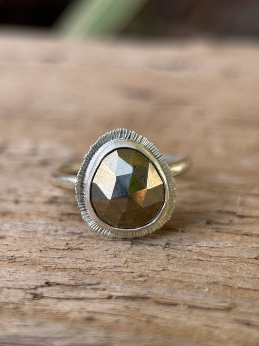 Rose cut Pyrite ring