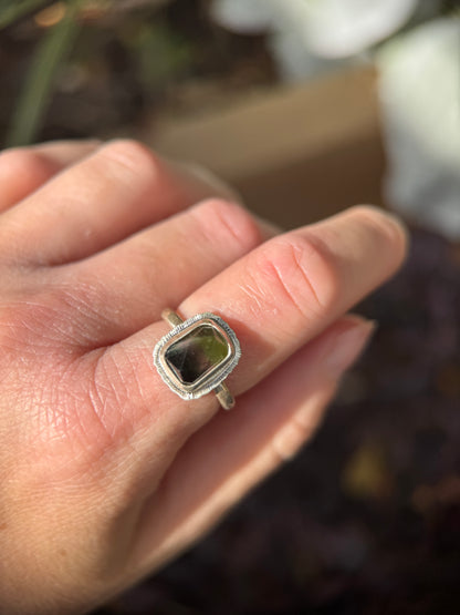 Rose cut tricolour Tourmaline ring