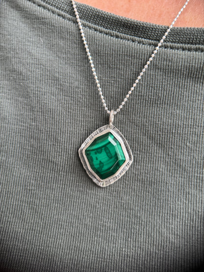 Step cut Malachite pendant