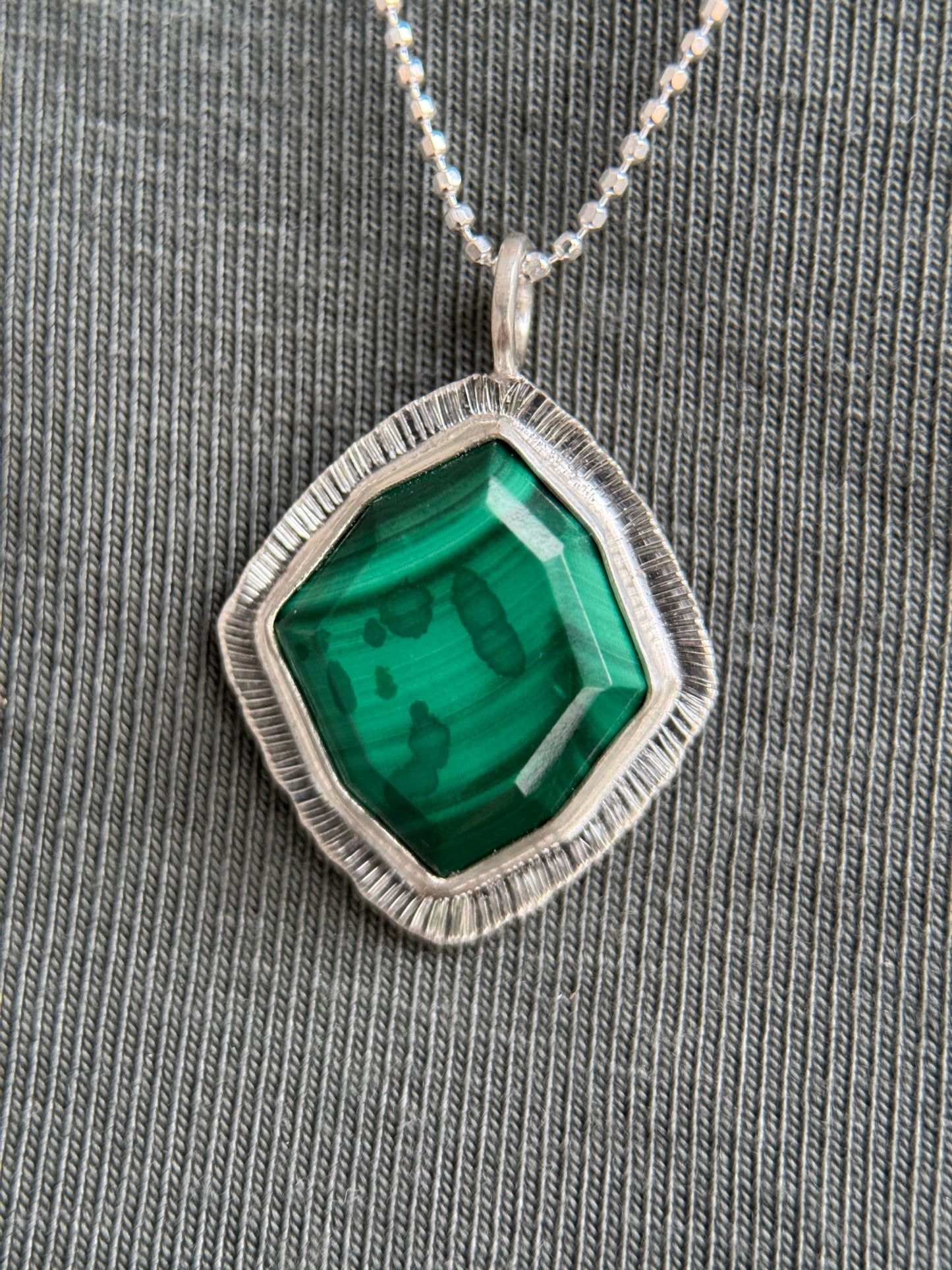 Step cut Malachite pendant