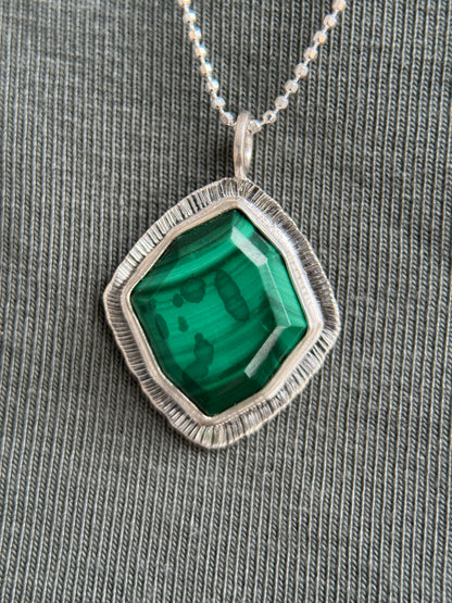 Step cut Malachite pendant