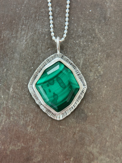 Step cut Malachite pendant