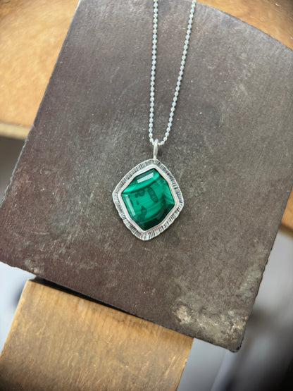 Step cut Malachite pendant