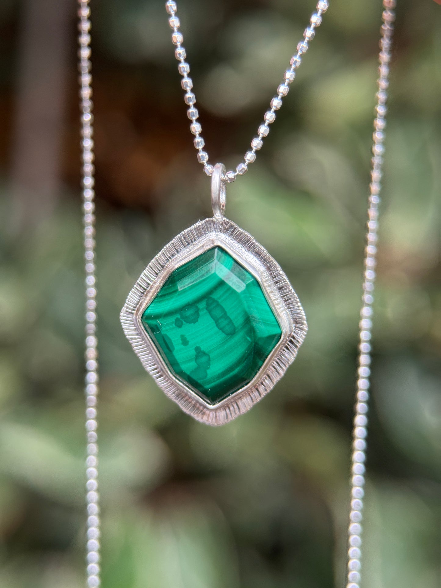 Step cut Malachite pendant