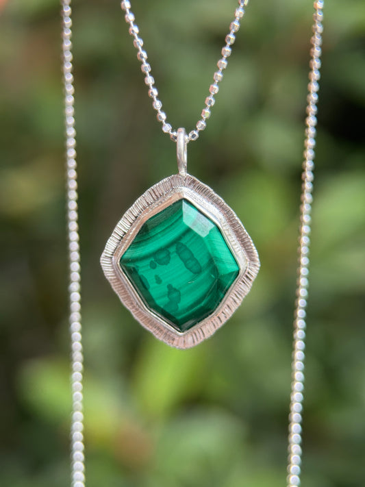 Step cut Malachite pendant