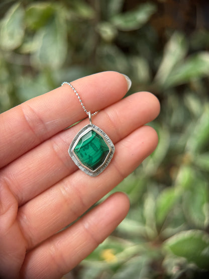 Step cut Malachite pendant