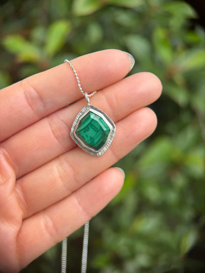 Step cut Malachite pendant