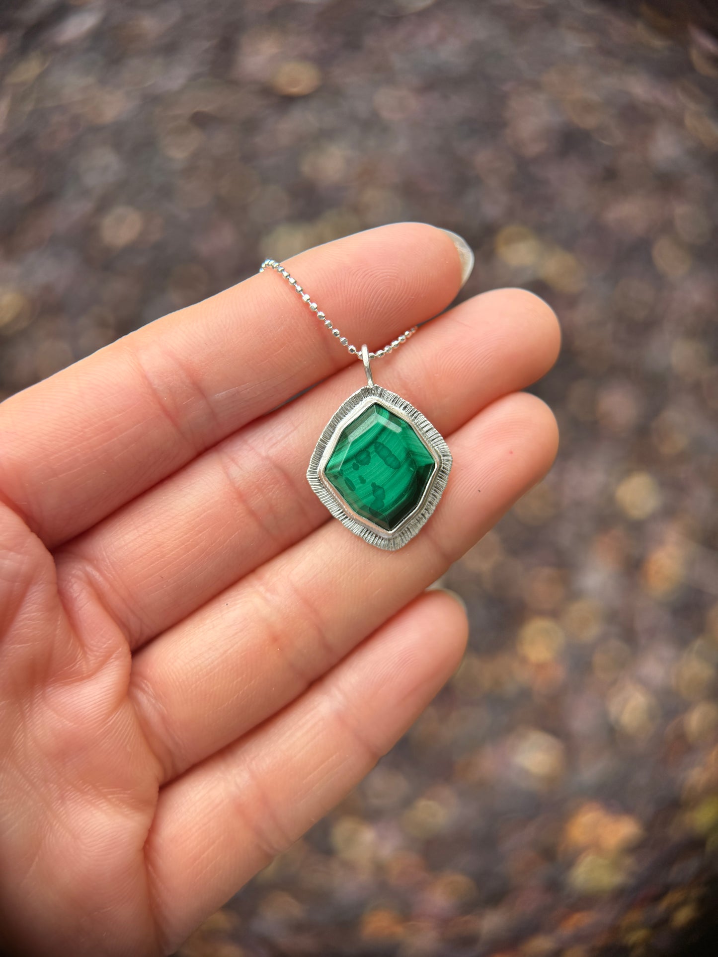 Step cut Malachite pendant