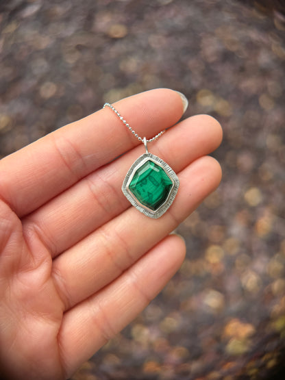 Step cut Malachite pendant