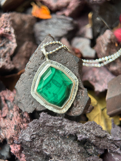 Step cut Malachite pendant