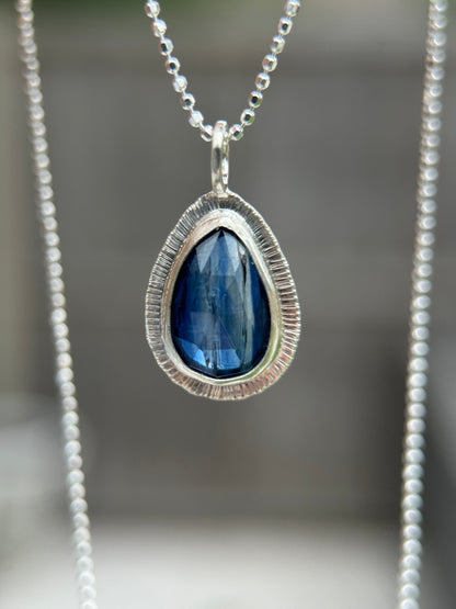 Rose cut blue Kyanite pendant