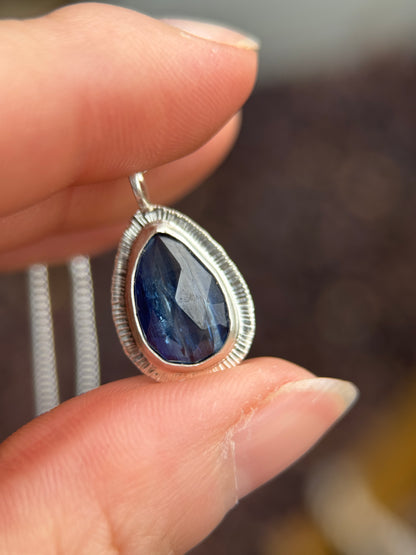Rose cut blue Kyanite pendant
