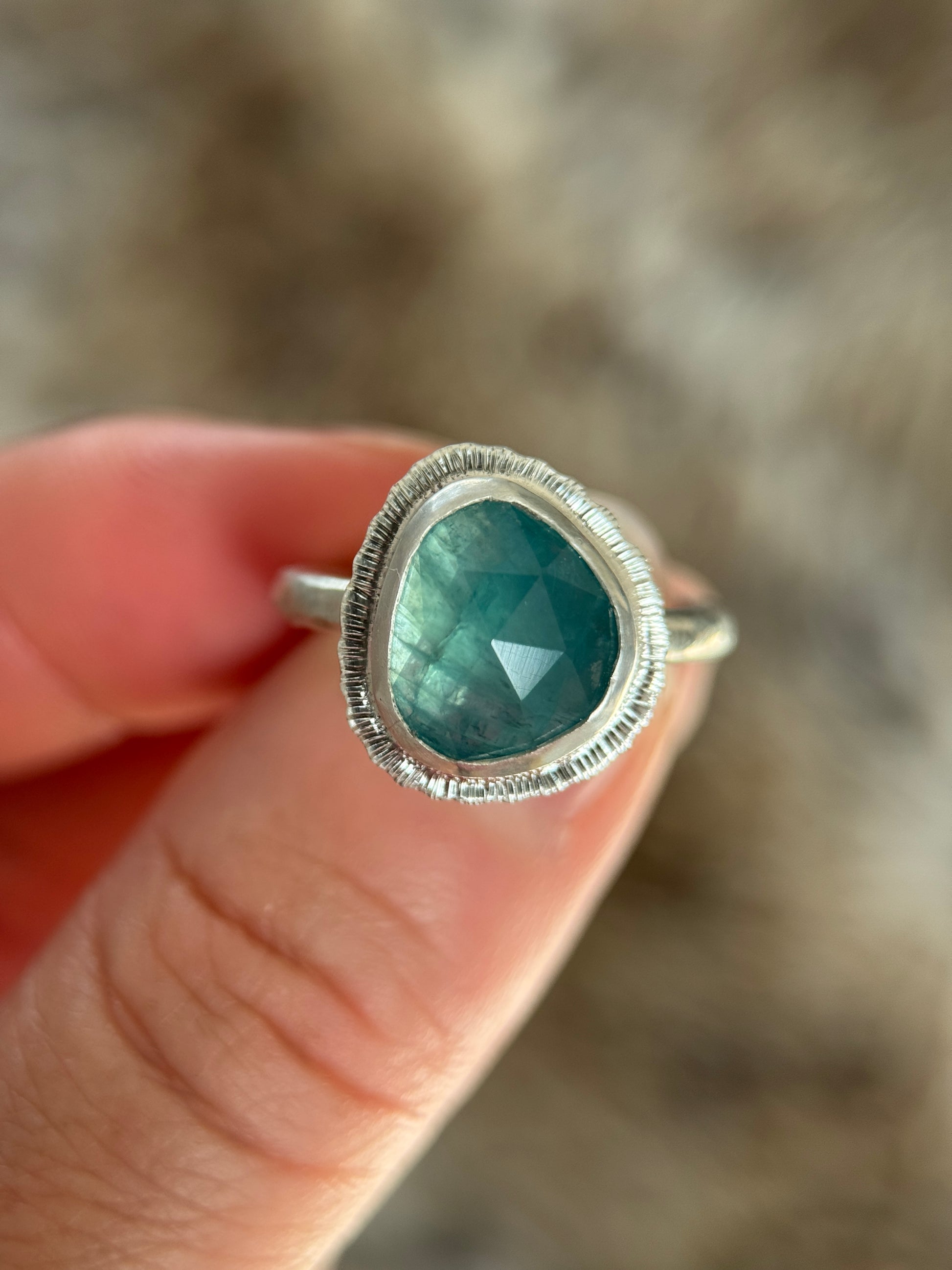Rose cut Grandidierite ring
