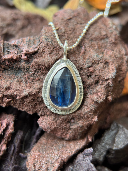 Rose cut blue Kyanite pendant