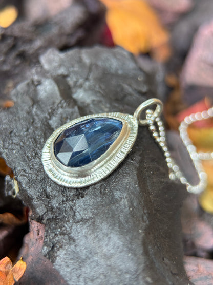 Rose cut blue Kyanite pendant