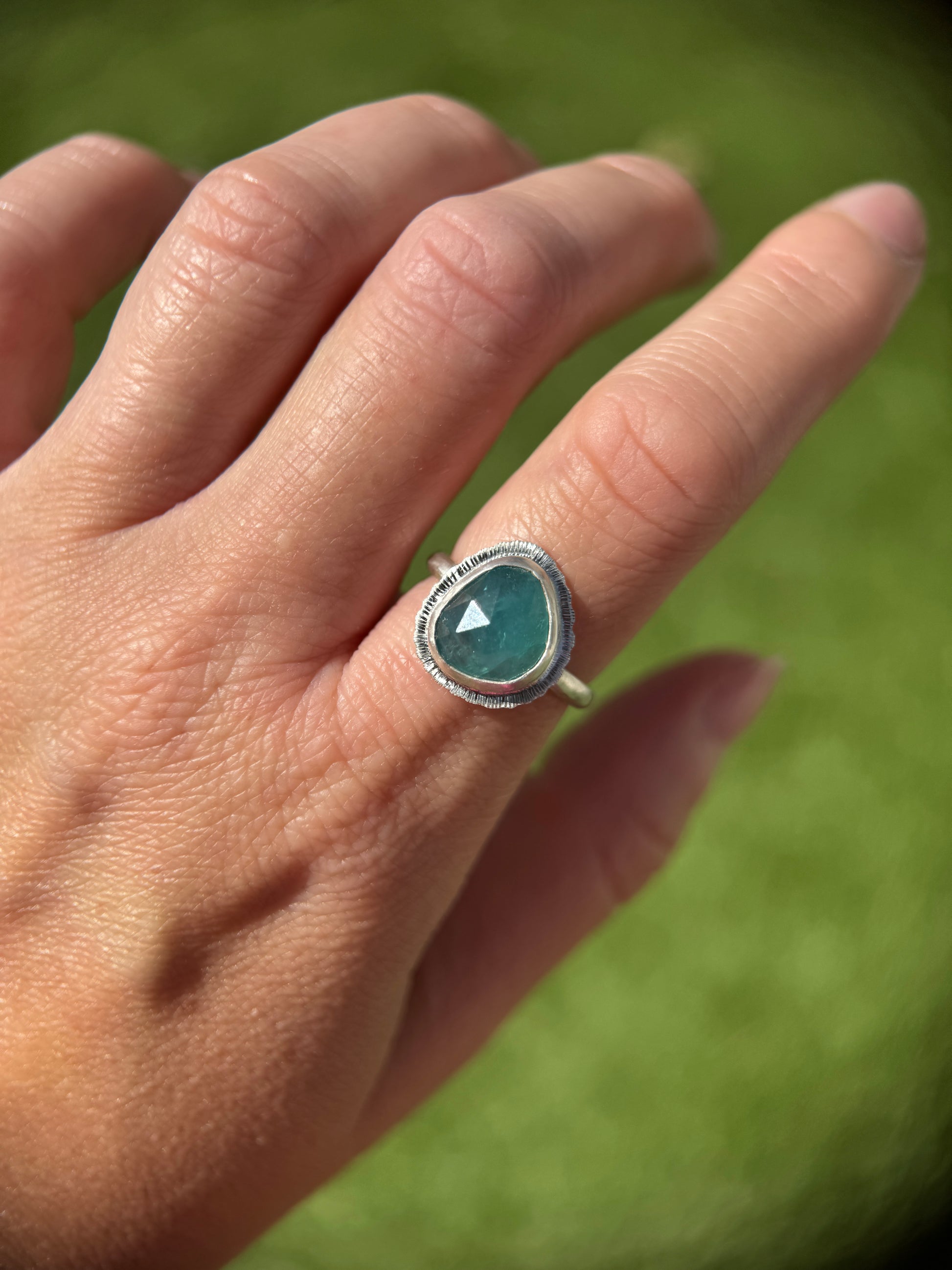 Rose cut Grandidierite ring