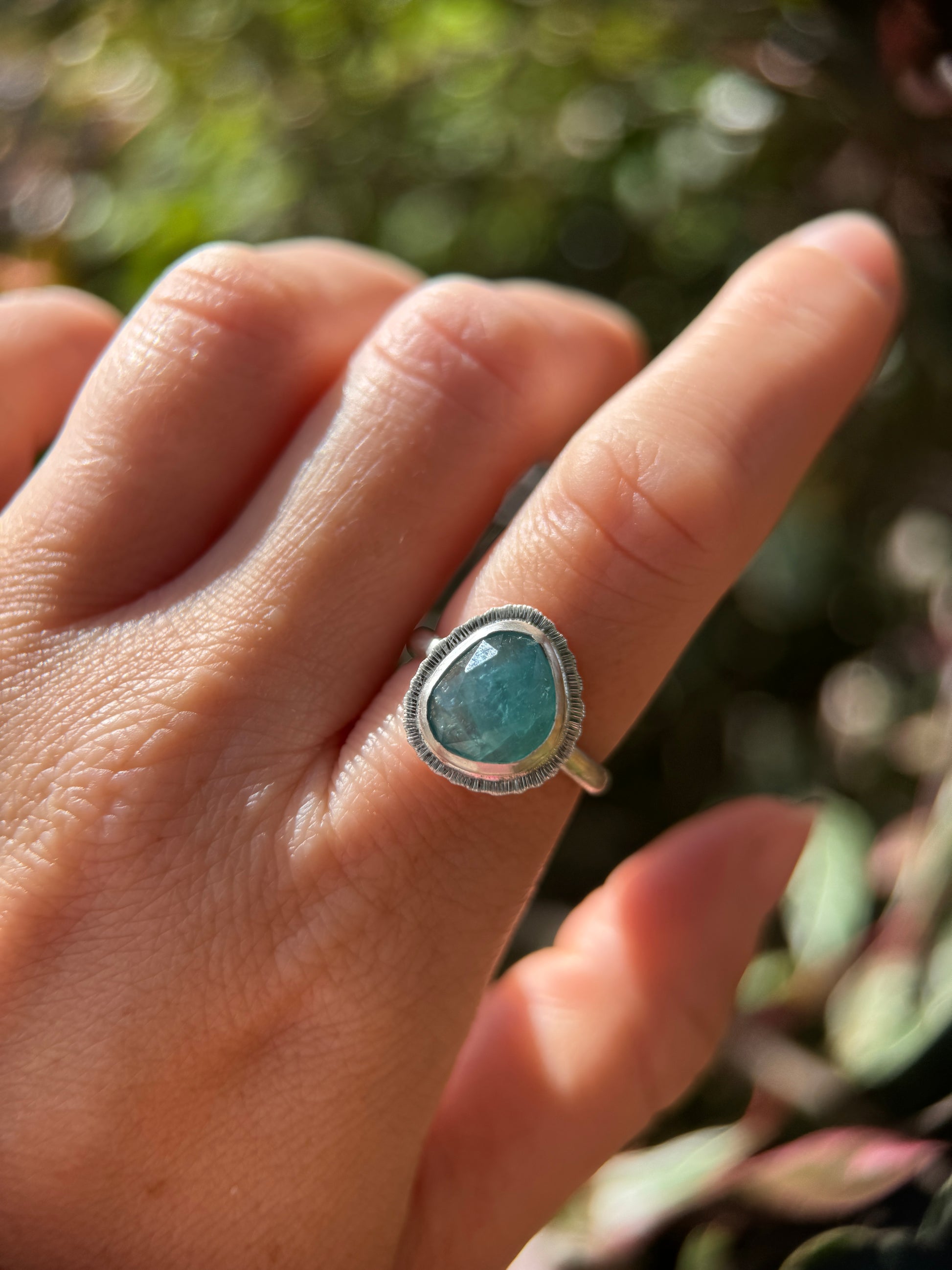 Rose cut Grandidierite ring