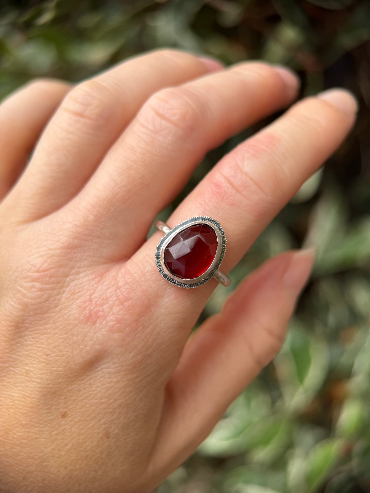 Rose cut Garnet ring