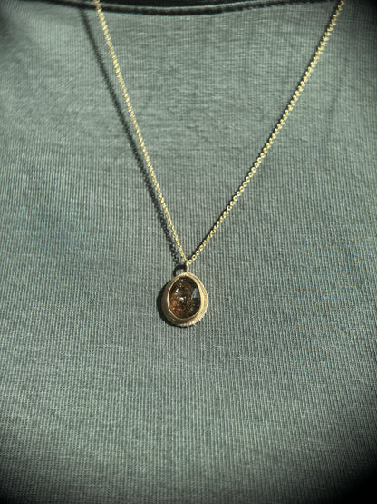 Rose cut Bicolour Tourmaline 9ct gold pendant